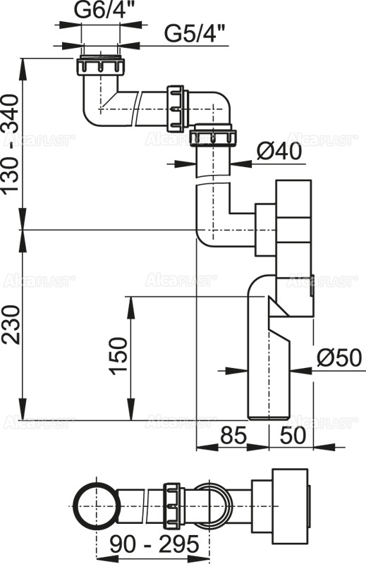 A873 - Małogabarytowy uniwersalny półsyfon podtynkowy